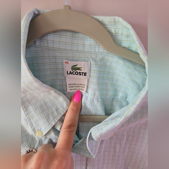 Lacoste Vintage Plaid Button Down Shirt - Size 45 (Large/XL) - Picture 3 of 7